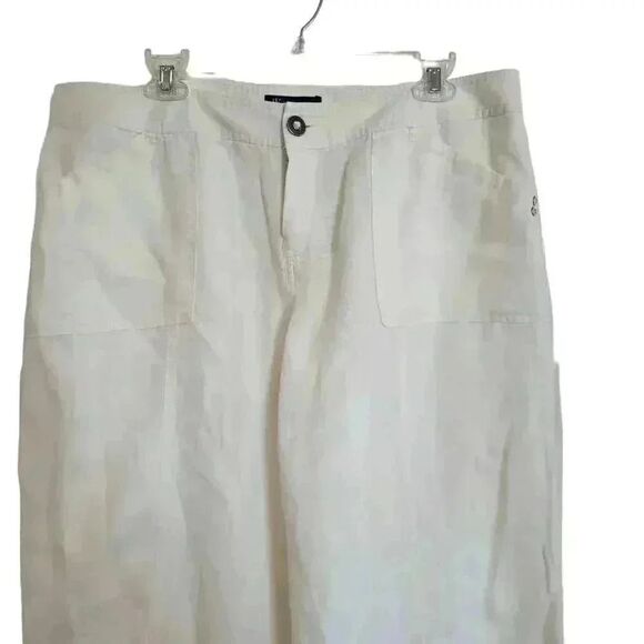 INC Women's Ivory Linen Wide Leg Pants - Picture 7 of 13